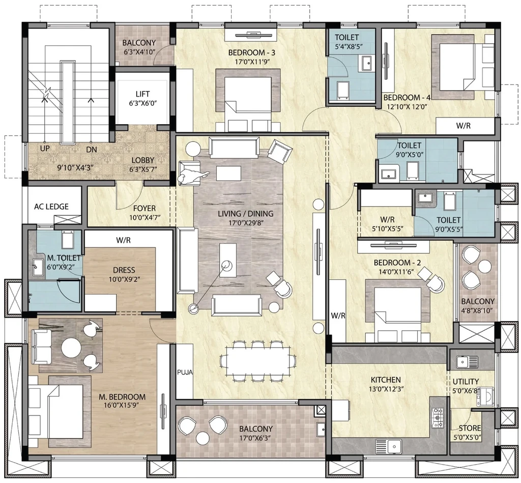 4 BHK Flat in Voora Narayana in Purasaiwakkam, Chennai - Image 886642