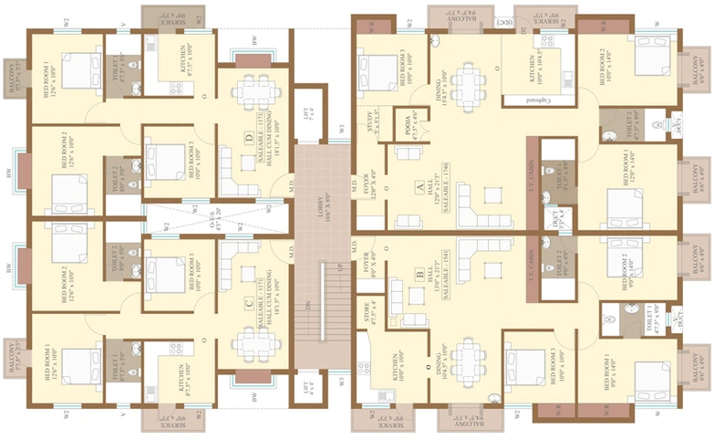 Floor Plan of Anmol Prakriti in West Mambalam, Chennai - Image 270590