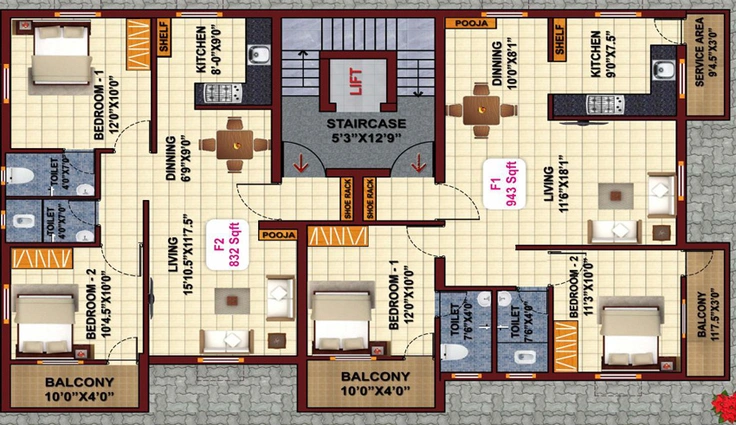 Floor Plan of JKB Maples Park in Valasaravakkam, Chennai - Image 246117