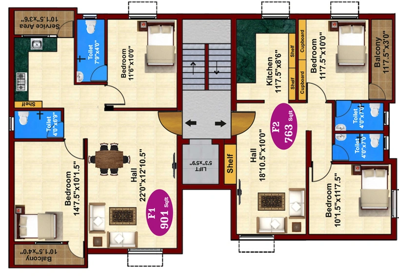 Floor Plan of JKB Aster in Valasaravakkam, Chennai - Image 246139
