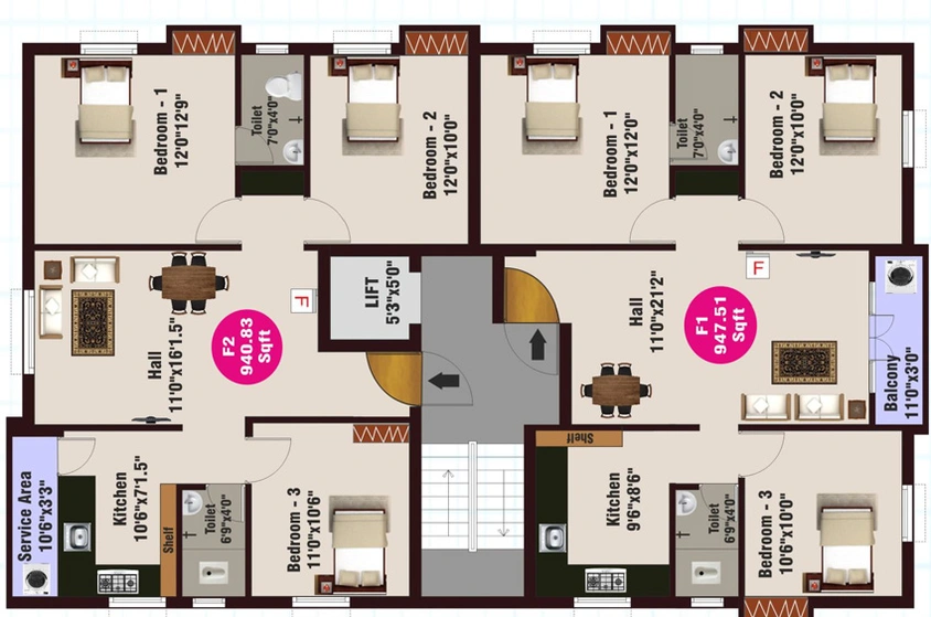 Floor Plan of JKB Grand Castle in Madhanandapuram, Chennai - Image 246251