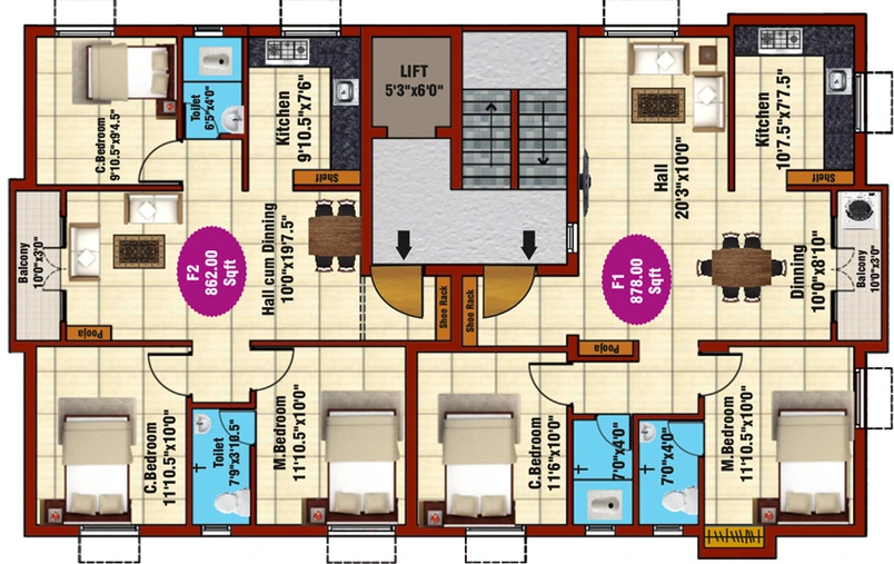 Floor Plan of JKB Inspire in Kattupakkam, Chennai - Image 246318