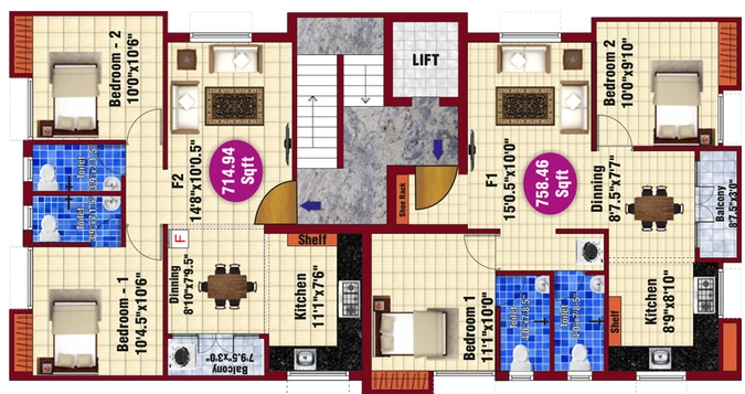Floor Plan of JKB Sai Sankara in Valasaravakkam, Chennai - Image 246344