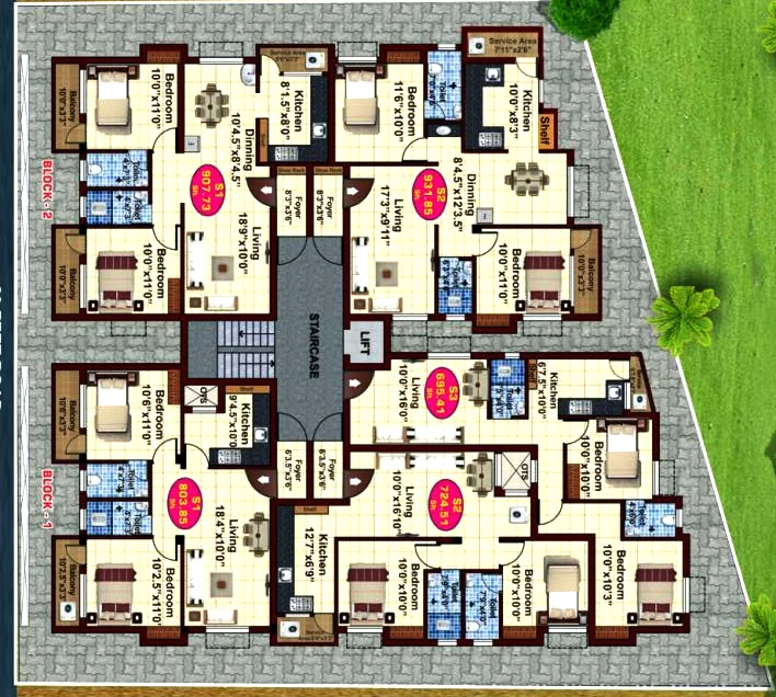 Floor Plan of JKB Royal Garden in Kolapakkam, Chennai - Image 326999