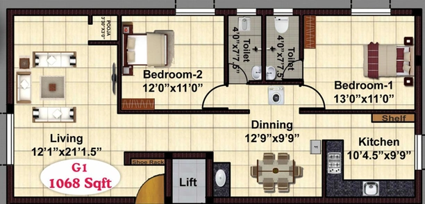 2 BHK Flat in JKB Sesha Enclave in Valasaravakkam, Chennai - Image 843369