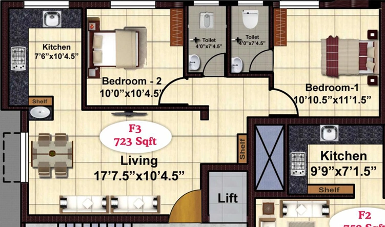 2 BHK Flat in JKB Sesha Enclave in Valasaravakkam, Chennai - Image 843367