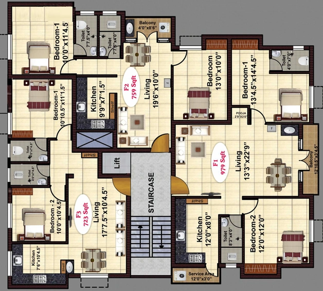 Floor Plan of JKB Sesha Enclave in Valasaravakkam, Chennai - Image 246513