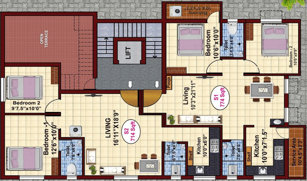 Floor Plan of JKB Tulips Park in Porur, Chennai - Image 247133