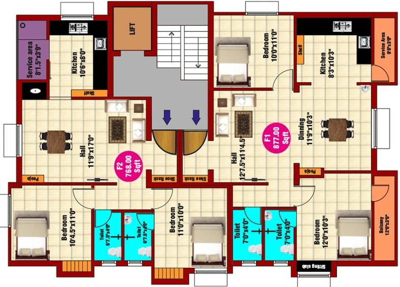 Floor Plan of JKB Blue Orchid in Madhanandapuram, Chennai - Image 247279