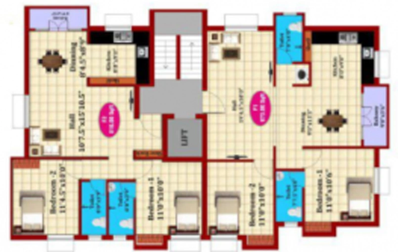 Floor Plan of JKB Prime in Valasaravakkam, Chennai - Image 247847
