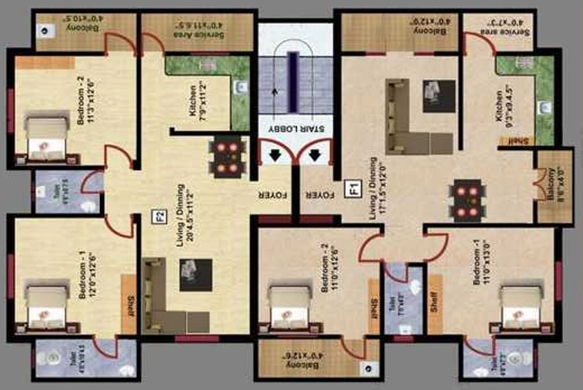 Floor Plan of JKB Sri Ashwin in Porur, Chennai - Image 247533