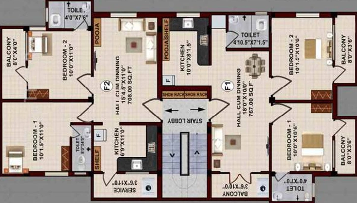 Floor Plan of JKB Sri Nithra in Porur, Chennai - Image 247549