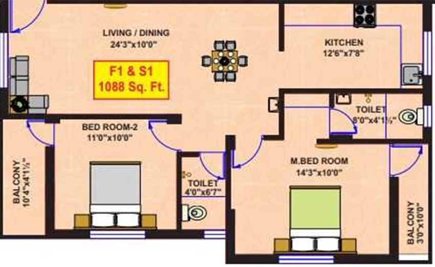 2 BHK Flat in Vikaan Sai Avighna in Tambaram, Chennai - Image 881778