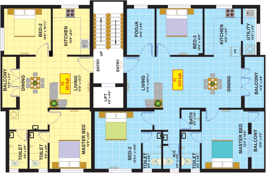 Floor Plan of Vikaan Sai Chand in Chromepet, Chennai - Image 338193