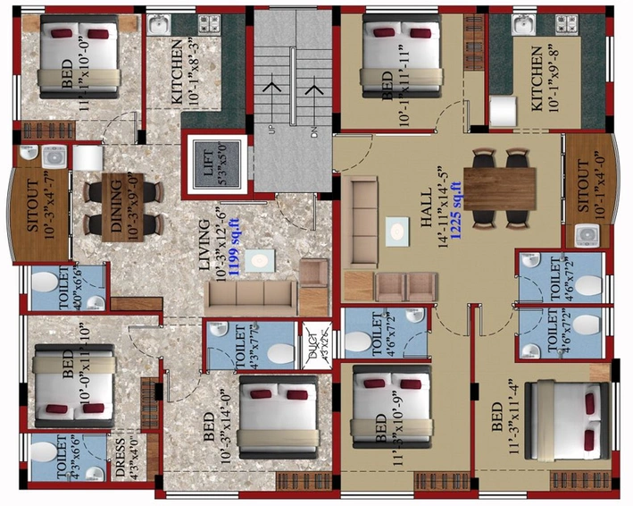 Floor Plan of Kanya Badri in Pallikaranai, Chennai - Image 255125