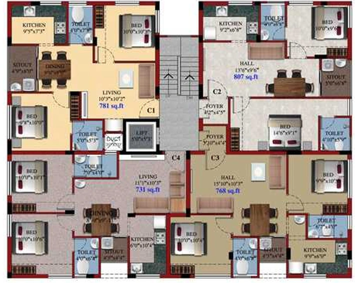 Floor Plan of Kanya Chakra in Pallikaranai, Chennai - Image 255119