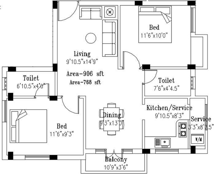 2 BHK Flat in Kanya Sri Suka in Pallikaranai, Chennai - Image 847290