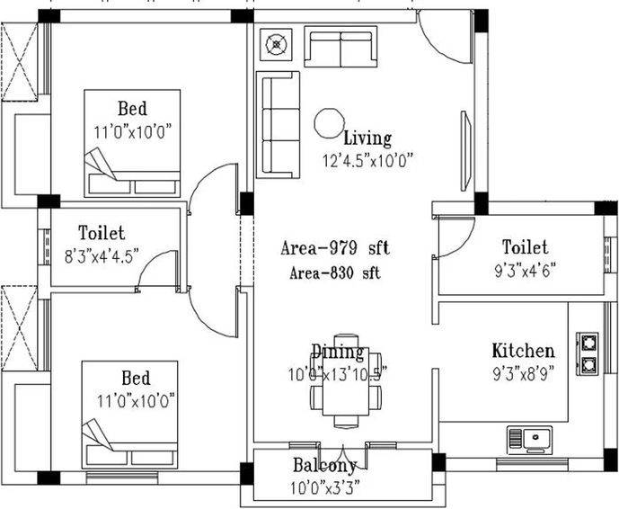 2 BHK Flat in Kanya Sri Suka in Pallikaranai, Chennai - Image 847291