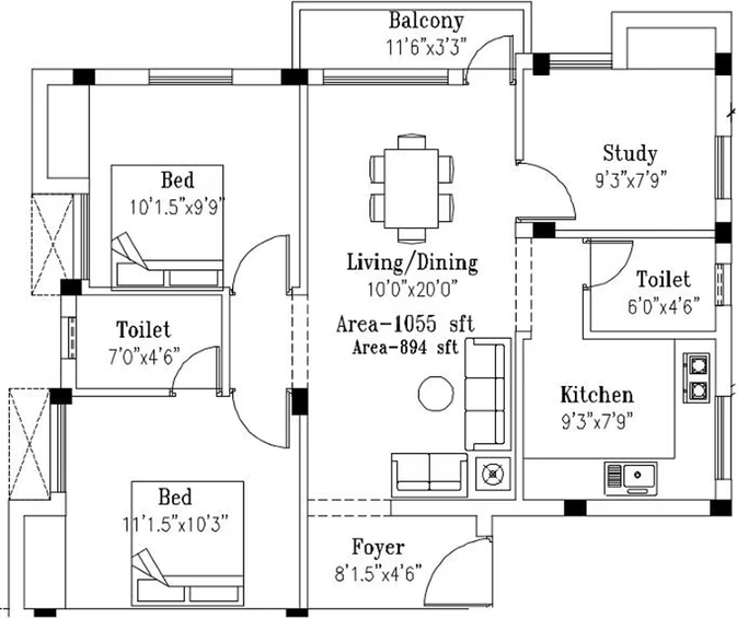 3 BHK Flat in Kanya Sri Suka in Pallikaranai, Chennai - Image 847292