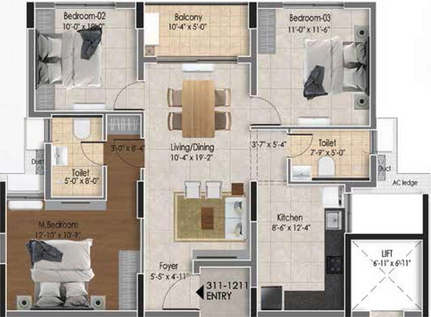 3 BHK Flat in DRA Astra in Madhavaram, Chennai - Image 879705