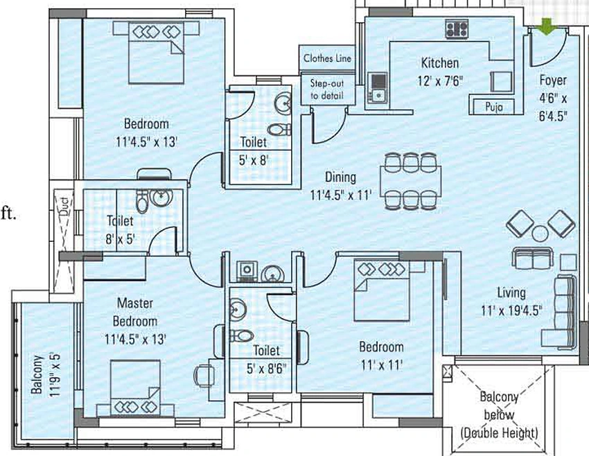 3 BHK Flat in Appaswamy Greensville in Sholinganallur, Chennai - Image 883059