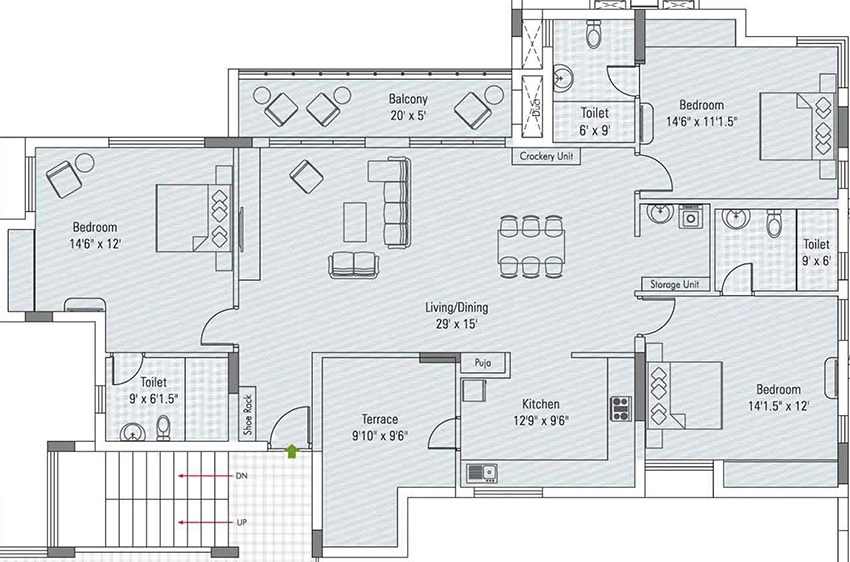 3 BHK Flat in Appaswamy Greensville in Sholinganallur, Chennai - Image 883060