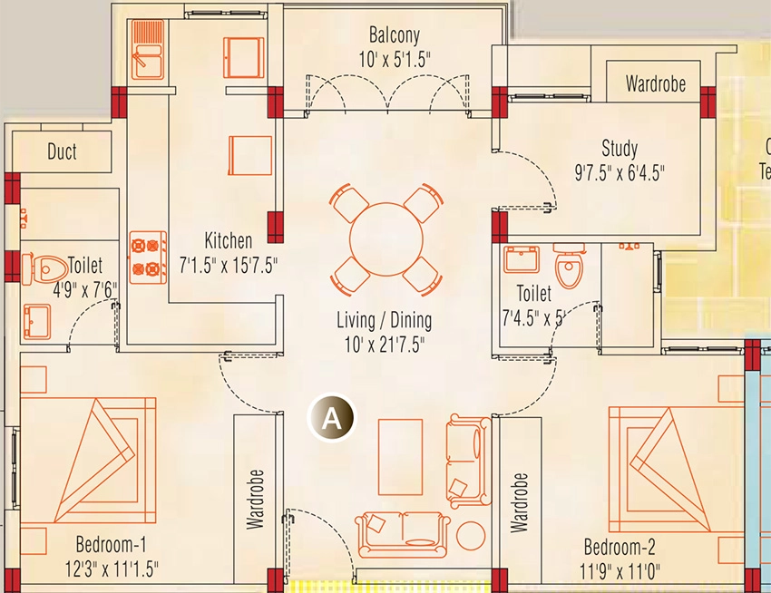 2 BHK Flat in Appaswamy Springs Apartment in Thiruvanmiyur, Chennai - Image 883108