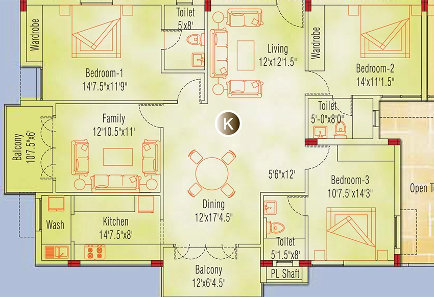 3 BHK Flat in Appaswamy Springs Apartment in Thiruvanmiyur, Chennai - Image 883113