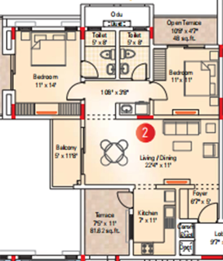 2 BHK Flat in Appaswamy Banyan House in Alandur, Chennai - Image 883038