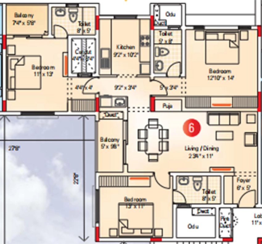 3 BHK Flat in Appaswamy Banyan House in Alandur, Chennai - Image 883040