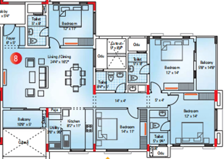 4 BHK Flat in Appaswamy Banyan House in Alandur, Chennai - Image 883042