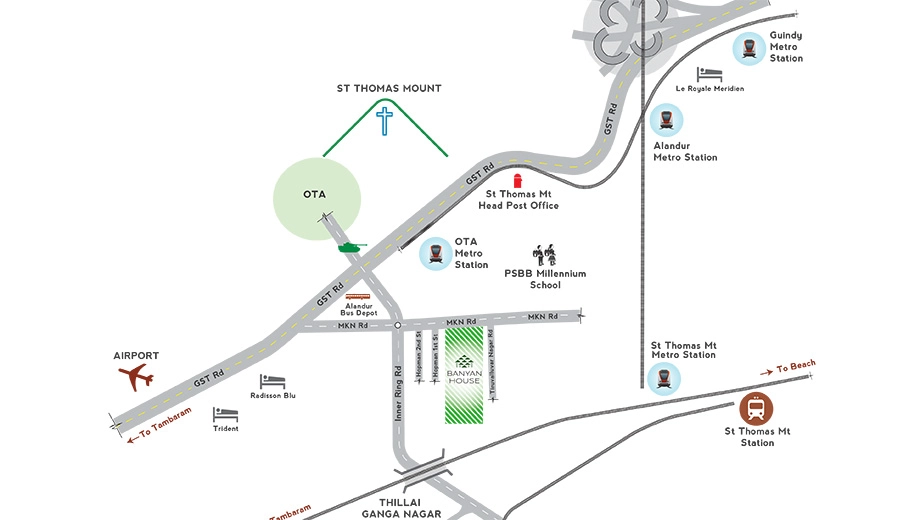 Location of Appaswamy Banyan House in Alandur, Chennai - Image 340008