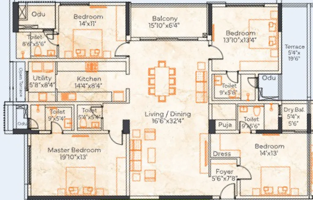 4 BHK Flat in Appaswamy Skylon in Koyambedu, Chennai - Image 883107