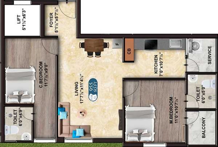 2 BHK Flat in The Nest Tradition in Tambaram, Chennai - Image 843811