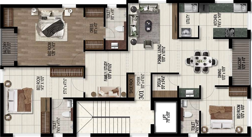 3 BHK Flat in Harmony Vasundhara in West Mambalam, Chennai - Image 881155