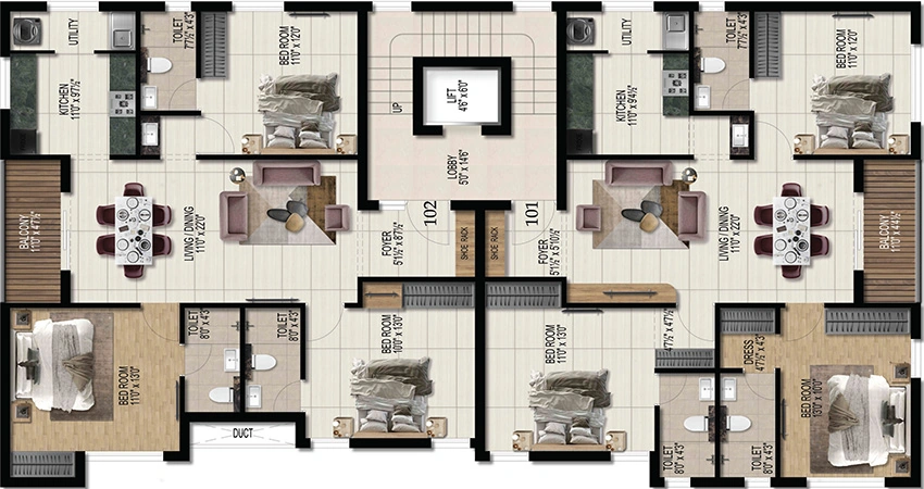 Floor Plan of Harmony Vruksha in KK Nagar, Chennai - Image 337133
