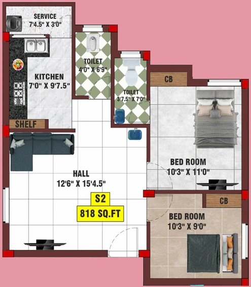 2 BHK Flat in Bharathi Sai King in Kundrathur, Chennai - Image 853095