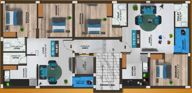 Floor Plan of Bharathi BC Midtown in Kundrathur, Chennai - Image 273776