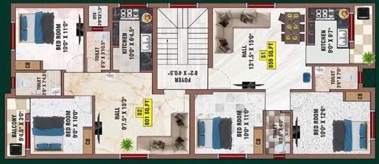 Floor Plan of Bharathi Sai Prince in Kundrathur, Chennai - Image 273782