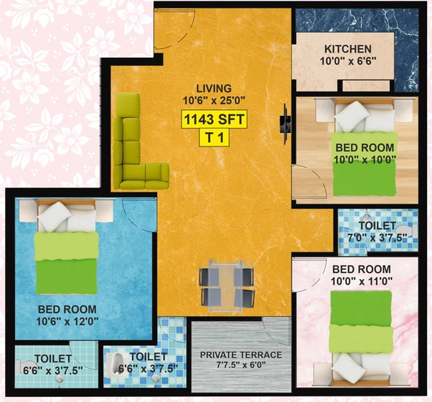 3 BHK Flat in Bharathi Sai Sky in Pammal, Chennai - Image 853146