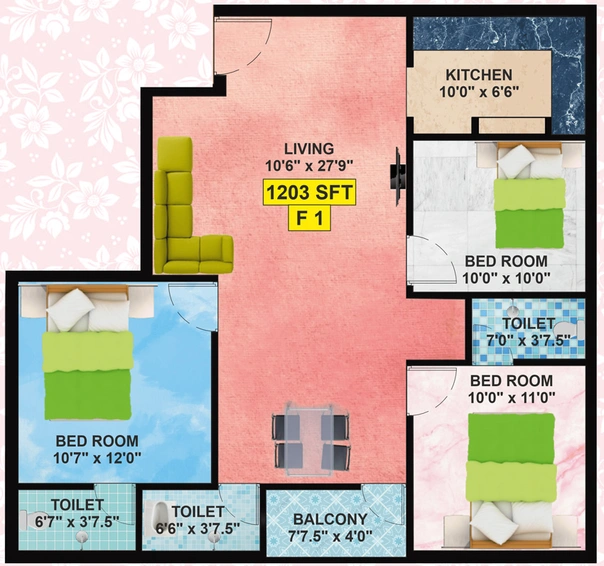 3 BHK Flat in Bharathi Sai Sky in Pammal, Chennai - Image 853147