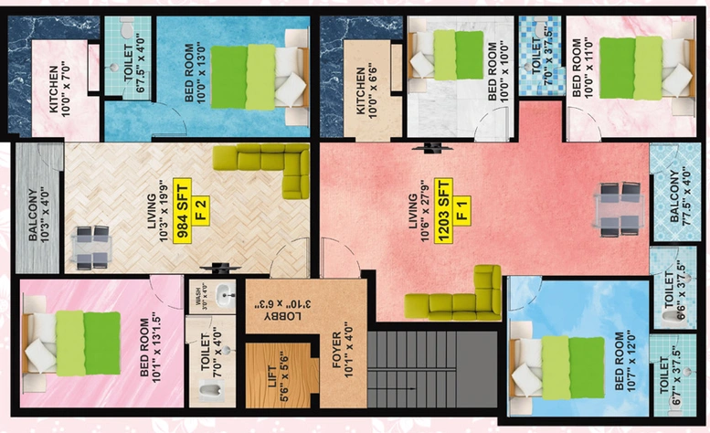 Floor Plan of Bharathi Sai Sky in Pammal, Chennai - Image 273791