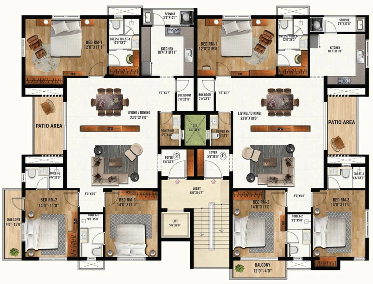 Floor Plan of Navins Pearl House in Thiruvanmiyur, Chennai - Image 255632