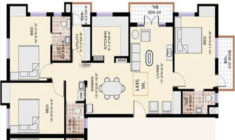 3 BHK Flat in Navins Jasmine Buds in Velachery, Chennai - Image 847488