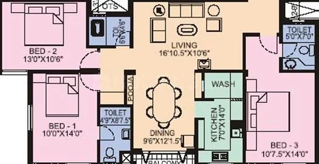3 BHK Flat in Navins Subha Mangala in Ramapuram, Chennai - Image 847511