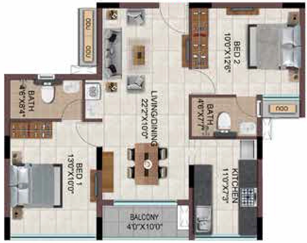 2 BHK Flat in Casagrand Southbrooke 2 in Kelambakkam, Chennai - Image 882379