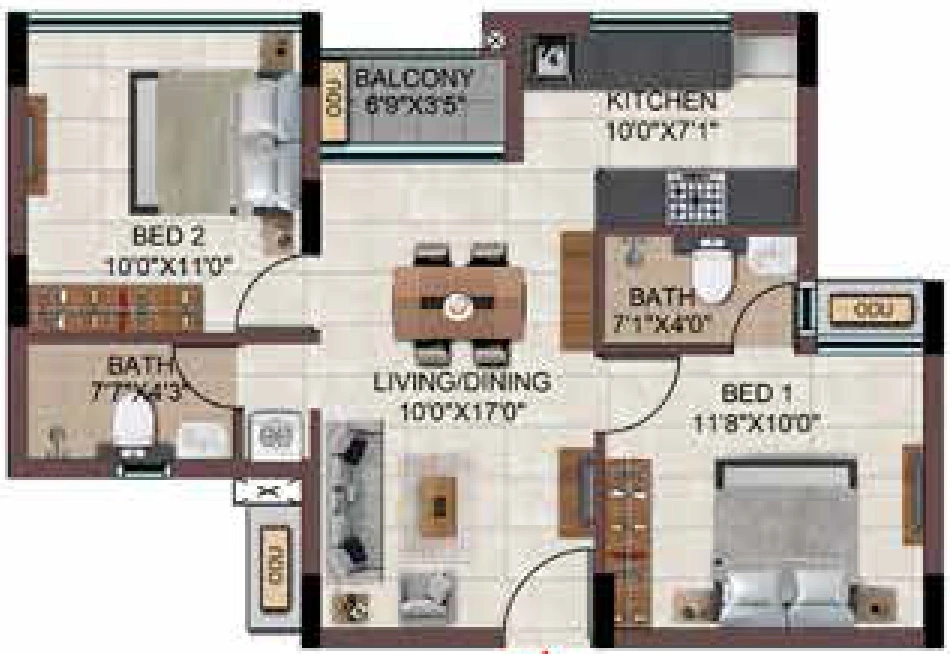 2 BHK Flat in Casagrand Southbrooke 2 in Kelambakkam, Chennai - Image 882378