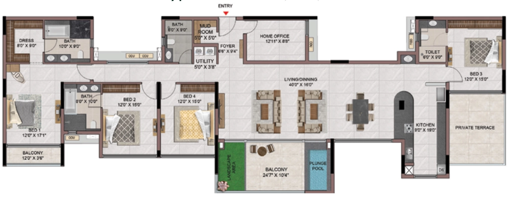 5 BHK Flat in Casagrand Laurels in Navalur, Chennai - Image 879755