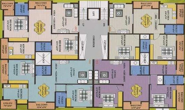 Floor Plan of Sai Purvi Grand in Brookefield, Bangalore - Image 274340