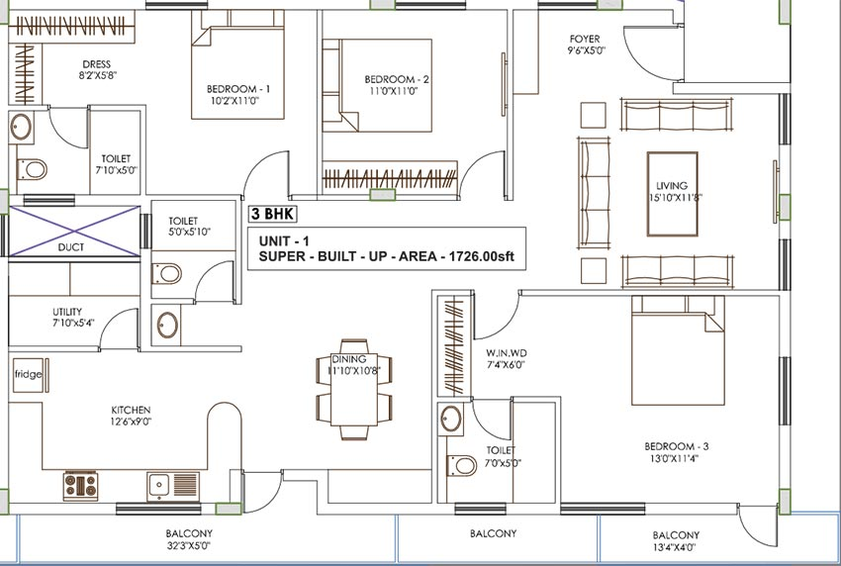 3 BHK Flat in Sonin Tranquil in JP Nagar, Bangalore - Image 854277